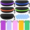 Swpeet 15Pcs Sunglasses Case Set, 5 Colors Portable Travel Sunglasses Case, Zipper Travel Eyeglasses Cases with Hook, Safety Glasses Cases Zipper Shell Eyeglasses with Glasses Pouch and Cleaning Cloth