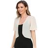 Yetoun Bolero coprispalle da donna, in morbido chiffon, aperto sul davanti, a maniche corte, cardigan corto per abito da sera, Nero , M/L