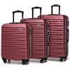 WITTCHEN valigia da viaggio set di 3 trolley bagaglio a mano valigia a rotelle ABS 4 ruote spinner chiusura a combinazione maniglia telescopica Groove Line marrone Ryanair/ITA Airways/easyJet