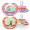 PHILIPS AVENT SUCCHIETTI AIR NOTTE +18M CON ANIMALI LEOPARDO PAPPAGALLO 2 PEZZI