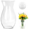 UGBO Vaso per fiori in vetro trasparente, decorazione da tavolo, 23 cm, per tulipani, rose, camera da letto, soggiorno, ufficio