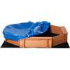 Sabbiera per Bambini in Legno con Sedili e Copertura, Età 3-8 Anni, 139.5x139.5x21.5cm