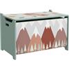 Baule portagiochi per bambini con coperchio e cerniera di sicurezza in mdf, 60x37x39cm, verde