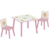 Set arredo cameretta con tavolo e 2 sedie, altezza adatta per bambini da 3-8 anni con fantasia a stelle, rosa