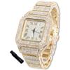 HALUKAKAH Orologio Diamanti Iced Out per Ragazzi Adolescenti - Placcato Oro 18 Carati, Quadrante Quadrato 40mm, Lunghezza 20cm, con Strumento di Regolazione - Scatola Regalo Dorata