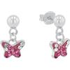 Prinzessin Lillifee Orecchini in Argento 925 Gioielli per orecchie di bambine, con Preciosa, 1,3 cm, Argento, farfalla, in confezione regalo, 2033997