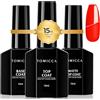 TOMICCA Base e Top Coat Semipermanente Set 3 * 15ml Top Base Matt Coat Semipermanente Semipermente Unghie in Gel UV LED