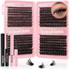 Sixstarhair Set di extension per ciglia, 544 pezzi, con colla per ciglia e rimozione, 10-16 mm, 60D 100D 120D 150D fai da te Volume D Curl Lash Extension Set