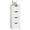 Yaheetech Mobile da Bagno Cassettiera con 4 Cassetti Armadio Autoportante Mobiletto Ausiliario Bagno Salvaspazio 30 x 30 x 82 cm Bianco