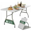 AND HOME Tavolo Pieghevole SalvaSpazio, MISURA: 180x74 cm in HDPE, Struttura in Acciaio - Tavolo Richiudibile a Valigia, 6 o Più Persone, Portatile con Maniglia, Antiscivolo, Per Cucina e Giardino, BIANCO