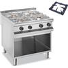 DEXION Cucina professionale a gas con 4 fuochi - Potenza 2 x kW 7 + 2 x kW 11 - Cm 80 x 90 x 85 h