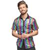 Boland - Camicia disco colorata, camicia Disco Diamond, camicia uomo manica corta, camicia uomo, top, camicia party per carnevale o feste in maschera
