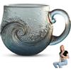 Laicaii Tazza in vetro marino con motivo oceano, fatta a mano, per caffè, tè e bevande, regalo in vetro di mare per gli amanti della spiaggia e decorazione per la casa, tazza in vetro da 350 ml con
