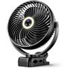 Koonie Ventilatore portatile a scatto 10.000 mAh con lanterna LED e gancio, ventilatore da scrivania a batteria da 20,3 cm, ventilatore da campeggio silenzioso con display digitale LED, rotazione a