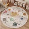 Poowe Tappeto Sistema Solare per Bambini Tappeto Educativo Tappeto Divertente per Sala Giochi e Cameretta (120 cm Rotondo)