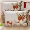 PETTI Artigiani Italiani - Coppia di Federe Cuscino 50x70 cm in Microfibra, Federe Natalizie, Cuscini Arredo di Natale Camera da Letto, Divano, Salotto, Set 2 Fodere Copricuscino, Federa Orsetto 01