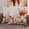 PETTI Artigiani Italiani - Coppia di Federe Cuscino 45x45 cm in Microfibra, Federe Natalizie, Cuscini Arredo di Natale Camera da Letto, Divano, Salotto, Set 2 Fodere Copricuscino, Federa Orsetto 01