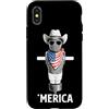 Merica USA Patriotic Cute Funny 4th of J Custodia per iPhone X/XS FSM Pastafari Bandiera Americana Occhiali Da Sole Cappello Da Cowboy