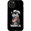 Merica USA Patriotic Cute Funny 4th of J Custodia per iPhone 11 Pro Furetto Bandiera Americana Bandana Occhiali Da Sole Cowboy Cappello Country