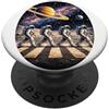 Retro-Sci-Fi Galaxie Planeten Kinder Ner Astronauti Luna Zebra Strisce Spazio Retro Sci-Fi Spazio PopSockets PopGrip Adesivo
