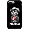 Merica USA Patriotic Cute Funny 4th of J Custodia per iPhone 7 Plus/8 Plus Furetto Bandiera Americana Bandana Occhiali Da Sole Cowboy Cappello Country