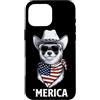 Merica USA Patriotic Cute Funny 4th of J Custodia per iPhone 16 Pro Max Furetto Bandiera Americana Bandana Cowboy Hat Cool Occhiali da Sole