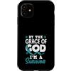 Cervical Cancer Awareness Teal Ribbon Ap Custodia per iPhone 11 Con la grazia di Dio sopravvissuto al cancro cervicale nastro