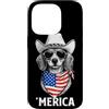 Merica USA Patriotic Cute Funny 4th of J Custodia per iPhone 14 Pro Bassotto Doxie Bandiera Americana Bandana Cappello Da Cowboy Occhiali Da Sole