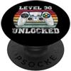 Vintage Gamer Birthday Milestone Apparel Livello 30 Sbloccato Divertente 30° Compleanno Gamer Vintage Retro PopSockets PopGrip Adesivo