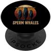 Prehistoric Sea Gear Retro Tramonto Dormire Sperma Balene Mare Vita Profonda Natura Arte PopSockets PopGrip Adesivo