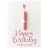 the lazy panda card company Biglietto di compleanno con vera candela per donne, ragazze, mamma, fidanzata, sorella, figlia, collega, Happy Birthday, con busta in carta kraft e motivo Make a Wish