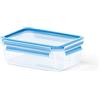 Emsa 508540 rettangolare contenitore di alimento con coperchio, 1.0 litri, trasparente / blu, Clip & Chiudi
