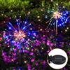 GOMETY Luci solari per fuochi d'artificio per esterni, 2 x 200 LED, 8 modalità, luce bianca calda, fuochi d'artificio a LED, per esterni, giardino, multicolore, resistente alle intemperie, fai da te, per