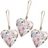 Logbuch-Verlag 3 cuori grandi da appendere a forma di cuore 12 cm in lamiera decorazione pasquale con fiori color bianco rosa verde viola Pasqua Primavera