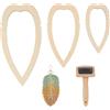 BENECREAT Set di Forniture per macramè da 4 Pezzo, Modello di Foglia di macramè in Legno, Stampi da Taglio e Pettine per Realizzare Nappe a Piuma in macramè, Forma a Goccia Sottile