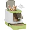 PawHut Lettiera per Gattini Chiusa con 2 Porte 40.5x52.5x42.5 cm Verde