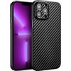 doupi UltraSlim Custodia per iPhone 13 PRO Max (6,7 Pollici), Carbon Fiber Look Fibra di Carbonio ottiche Piuma Facile Cover Hardcase, Nero