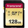 Transcend TS128GSDC500S Scheda di Memoria SDXC da 128 GB, Imballaggio Standard, 500S, Per Videocamere