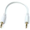 Drut Cavo Audio AUX Stereo Corto da 20 cm, connettori Dorati da 3,5 mm a 3,5 mm, Piccolo Jack a 3 Pin per Altoparlante Jack da 0,7 Piedi Bianco