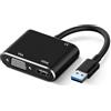 Cuifati Adattatore da USB 3.0 a HDMI VGA, convertitore video Full HD 1920 * 1080P@60Hz, adattatore da USB a VGA HDMI per 2 monitor, compatibile con sistemi operativi Windows 7/8/8.1/10 e Mac OS