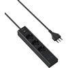 TESSAN Ciabatta Multipresa con USB, 7 in 1 Ciabatta Elettrica Multipresa con 3 Prese Schuko e 4 USB, 4000W Prolunga Elettrica 2 Metri con 1 Interruttore, Presa Multipla Salvaspazio Nera