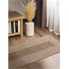 Hanse Home Juno Line - Tappeto naturale in iuta, 100% iuta, tessuto a mano, robusto e facile da pulire, moderno, bohémien, per soggiorno, camera da letto, 80 x 200 cm, colore: bianco e marrone