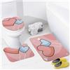 3Pc Coral Velvet Floor Mat Sets, Valentine's Day The Pink Love Shower Mat, (CD)