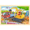 goki 57338 - Puzzle per escavatori, 24 pezzi robusti in legno, perfetto per piccoli appassionati di cantieri