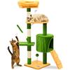 VOUNOT® Tiragraffi per Gatti Alto 112 cm, Albero per Gatti Multilivello, Centro Attività per Gatto con Pali Tiragraffi in Sisal, Cuccia, Piattaforme e Grotta, Verde Arancione