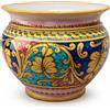 CERAMICHE CALTAGIRONE Portavaso in Ceramica di Caltagirone Decoro Palermo- Ø 35 cm
