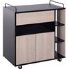 HOMCOM Carrello da Cucina Multiuso Moderno con Ruote Cassetto Anta in Legno Rovere, 76,5x40x82cm|Aosom
