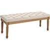 HOMCOM Panca Imbottita Fondoletto con Seduta Trapuntata a Bottoni in Tessuto e Legno, 120x41x48 cm, Crema | Aosom Italy