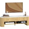 HOMCOM Mobile TV 140 cm, mobile per TV da 65 pollici effetto marmo 3 cassetti a scanalature effetto legno naturale | Aosom Italy