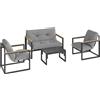 Outsunny Set mobili da giardino 4 persone resistente alle intemperie Set balcone con divano 2 posti, poltrone, cuscini Hellgrau | Aosom Italy